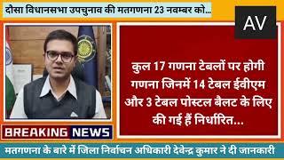 दौसा विधान सभा उप चुनाव मतगणना की तैयारियां पूरी,जिला निर्वाचन अधिकारी देवेन्द्र कुमार ने दी जानकारी