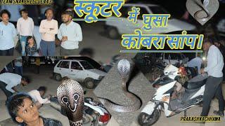 (पार्थ कॉलोनी मनासा)स्कूटर में घुसा कोबरा बड़ा हादसा टला|Cobra enters scooter.