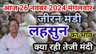 आज 26 नवंबर 2024 मंगलवार जीरन मंडी लहसुन भाव क्या रही तेजी मंदी