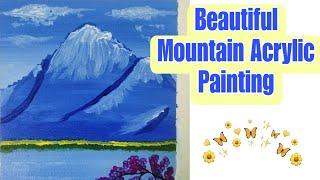 My First Painting on Canvas / Mountain view painting / Night View painting