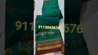 Ilkal saree with running blouse all over saree kasuti work