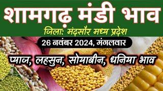 मंगलवार का शामगढ़ मंडी भाव सोयाबीन प्याज लहसुन धनिया | Shamgarh mandi bhav soybean pyaj gehun 26 Nov