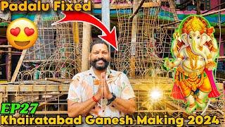 Khairatabad Ganesh Making 2024 EP27 | 70 Feet Eco Friendly Matti Ganapati | Padalu & 4 Hands Fixed