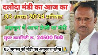 दलोदा मंडी का आज का 03 अगस्त 2024 शनिवार लहसुन का भाव क्वालिटी अनुसार || Garlic Rate to