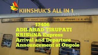 Krishna Express Arrival and Departure Announcement at Ongole