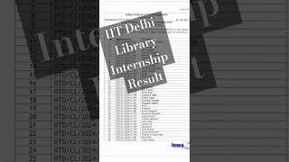 Library Internship Result | IIT Delhi| Central Library| 2024