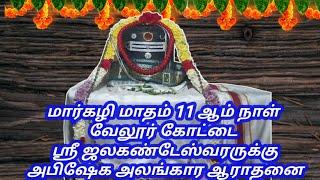 மார்கழி மாதம் 11 ஆம் நாள் வேலூர் கோட்டை ஸ்ரீ ஜலகண்டேஸ்வரர்க்கு அபிஷேக அலங்காரம் ஆராதனை