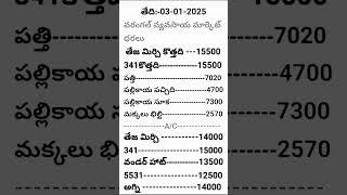 ఈరోజు వరంగల్ వ్యవసాయ మార్కెట్ ధరలు 03/01/2025