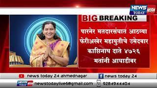 पारनेर मतदारसंघात आठव्या फेरीअखेर महायुतीचे उमेदवार काशिनाथ दाते ४७२६ मतांनी आघाडीवर