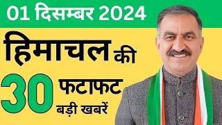 हिमाचल की 30 बड़ी खबरें | 01 दिसम्बर  2024 | Himachal Pradesh News Update | K News Himachal