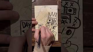 Daily Faces Challenge: Day 348/365 - Pigment Liner Drawing on a Map | Art Timelapse 👁️