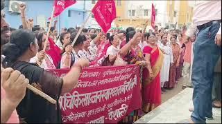 वैशाली में NHM कर्मीयों ने CS office का घेराव किया और FRAS का विरोध, समान काम समान वेतन