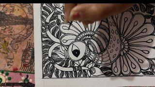 Madhubani painting peacock design Part 1 #peacock #mithila painting