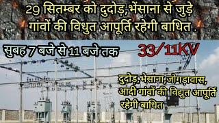 मारवाड़ जंक्शन -29/9/024को -दुदोड़,भेंसाना, जोगड़ावास आदी गांवो की विधुत आपूर्ति रहेगी बाधित