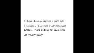 Commercial Land Required In South Delhi India