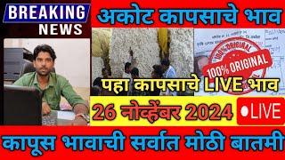 🔴26 नोव्हेंबर 2024 अकोट कापूस भाव वाढले| कापुस बाजार भाव आजचे|Kapus Bhav Today