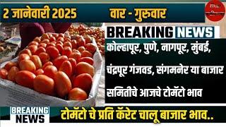 कोल्हापूर, पुणे, नागपूर, मुंबई, चंद्रपूर गंजवड, संगमनेर या बाजार समितीचे आजचे टोमॅटो भाव 2 जानेवारी