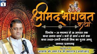 DAY-1, पूज्य आचार्य श्री अमरदेव जी महाराज , श्रीमद् भागवत कथा ,उमरी, प्रतापगढ़, (उ०प्र०)