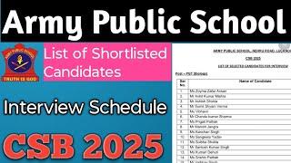 APS Lucknow Interview Schedule|List of shortlisted candidates|Army Public School Lucknow