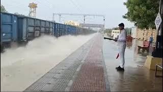 कोलायत रेलवे स्टेशन (बीकानेर) भारी बारिश के बाद