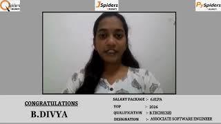 Success story of Miss.DIVYA as a Associate  Software Engineer QJspiders Tirupati Andhra pradesh