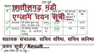 छत्तीसगढ़ मंडी बोर्ड एग्जाम चयन सूची 2023 -2024 / cg selection list and result / MBD23 result