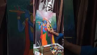 How to paint Radha Krishna with acrylic, canvas for beginners