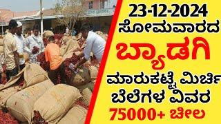 23-12-2024  Monday Byadgi Market chilli rate | Byadgi Market Mirchi Rate |Chilli price