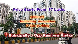 Kukatpally 3bhk flats for sale 1850sft only 77 lakhs including all Gated community IDL lake