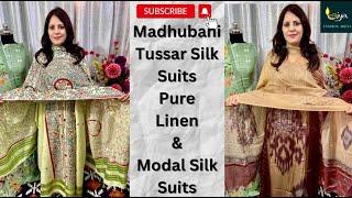 08/01/25🌸Order7015950491 Madhubani Tussar silk suits, Pure Linen & Modal silk suits🌸