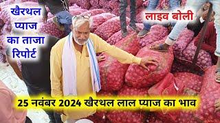 खैरथल मंडी लाल प्याज का भाव 25 नवंबर 2024 | today onion report Alwar | khairthal pyaj Mandi bhav