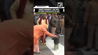 UP CM Yogi Adityanath offers chocolate to kid in Gorakhpur