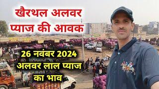 26 नवंबर 2024 खैरथल प्याज मंडी की आवक | khairthal pyaj Mandi report  | alwar onion report