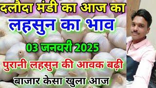 दलौदा मंडी आज का लहसुन का भाव 03 जनवरी 2025 |garlic rate today daloda Mandi