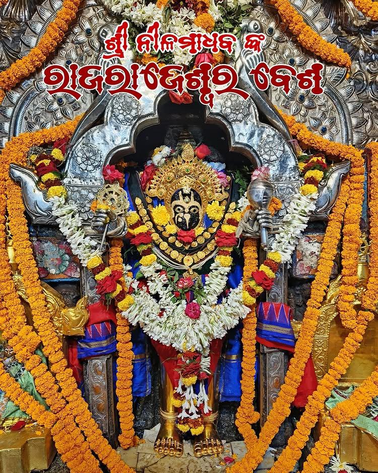 ମହାପ୍ରଭୁ ଶ୍ରୀନୀଳମାଧବଙ୍କର ପବିତ୍ର ପୌଷ ପୂର୍ଣ୍ଣିମାରେ ଦିବ୍ଯ ଅଲୌକିକ ସୁନାବେଶ ଦର୍ଶନ ଅବସର ରେ ସମସ୍ତଙ୍କୁ ହାର୍ଦ୍ଦିକ ଶୁଭକାମନା , ମହାପ୍ରଭୁଙ୍କର ଆଶୀର୍ବାଦ ସମସ୍ତଙ୍କର ଜୀବନ କୁ ଶୁଭମୟ ସମୃଦ୍ଧିମୟ କରୁ 🙏🙌

In the majestic Raja Rajeswara Besa, celebrated thrice a year on Kartika Purnima, Pushyavisheka, and Magha Purnima, Mahaprabhu Nilamadhava is adorned in the splendid Pushyavisheka Suna Besa, radiating unmatched grace
This timeless tradition continues to inspire, with this year marking a historic addition—a 1.5 kg pure gold Shri Payara, now gracing His lotus feet
Perched on the serene banks of the Mahanadi River, the Kantilo Nilamadhava Temple is not just a shrine but a testament to the divine origins of Jagannath culture
Plan your visit:

From Bhubaneswar: 85 km
From Nayagarh: 33 km
Immerse yourself in the spiritual history and feel the sacred bond of Mahaprabhu Nilamadhava with the timeless Jagannath tradition