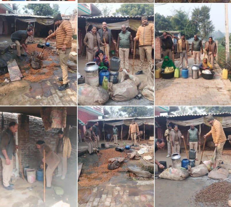 कच्ची शराब के 17 स्थानों पर  छापेमारी, 03 अभियोग पंजीकृत 02 गये जेल
ब्यूरो ओमप्रकाश श्रीवास्तव 
बाराबंकी। आबकारी आयुक्त उत्तर प्रदेश के आदेशानुसार चलाये जा रहे विशेष प्रवर्तन अभियान के अंतर्गत ज़िलाधिकारी बाराबंकी के आदेश पर जिला आबकारी अधिकारी बाराबंकी श्री कुलदीप दिनकर के निर्देशन मे  दिनांक 13.12.2025 को ग्राम इरशाद नगर, अकबरपुर, आल्हनमऊ  थाना टिकैत नगर में  आबकारी निरीक्षक  क्षेत्र-2 रामसनेहीघाट लक्ष्मीचंद्र पाल और पुलिस चौकी सुखीपुर थाना टिकैत नगर की संयुक्त टीम द्वारा 17 स्थानों पर  दबिश दी गई।आबकारी अधिनियम के तहत 65 लीटर शराब बरामद कर 03 अभियोग पंजीकृत करते हुए  02 अभियुक्तों को जेल भेजने की करवाई की गई और  मौके पर 800 केजी लहन नष्ट करते गए २ भट्ठियों को नष्ट किया गया ।दबिश के दौरान उक्त ग्राम के ग्रामवासियों को अवैध शराब के सेवन से होने वाले दुष्परिणामों के बारे में जागरूक किया गया एवं आस पास अवैध शराब के निर्माण/बिक्री/परिवहन की गतिविधियों के संचालन होने के बारे में सूचना दिये जाने की भी अपील की गयी।