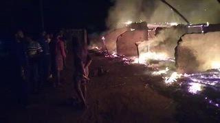 తెర్లం మండలం కె. సీతారాం పురం లో 10 పురిల్లు దగ్ధం.... మంటలలో చిక్కుకున్న  వృద్ధు రాలు సజీవ దహనం......