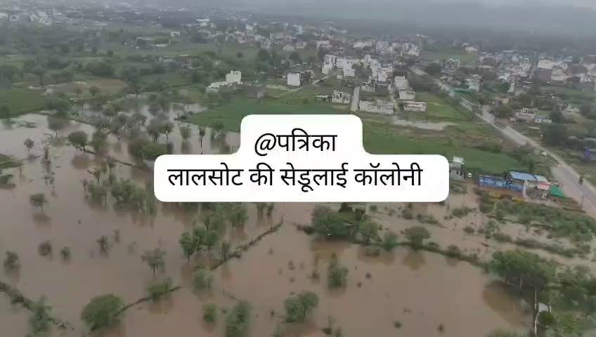 भारी बारिश से लालसोट की सेड़ूलाई कॉलोनी में बने बाढ़ के हालात
ड्रोन कैमरे से सेडूलाई कॉलोनी का नजारा