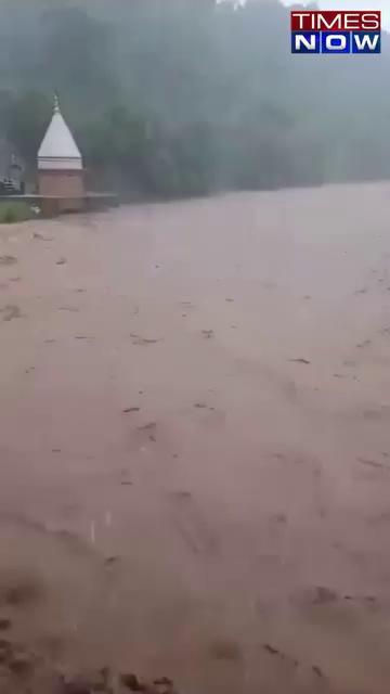 Hanuman temple in Sirmaur was swept away as the Markanda River swelled due to heavy rains in Himachal Pradesh.