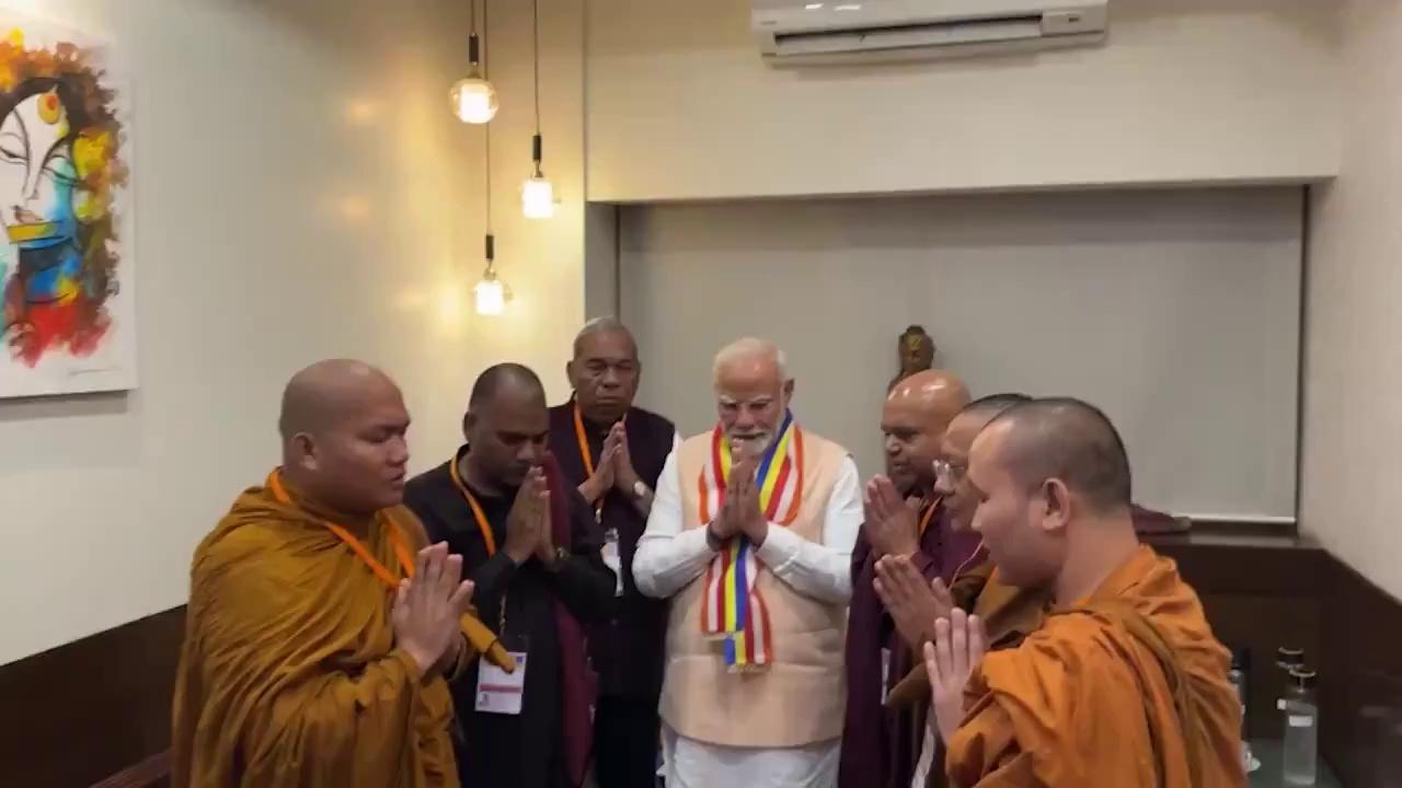 #WATCH | Buddhist leaders met PM Narendra Modi and expressed gratitude that Pali and Marathi are declared Classical Languages by the Cabinet. They also recited some verses in Pali as a mark of appreciation