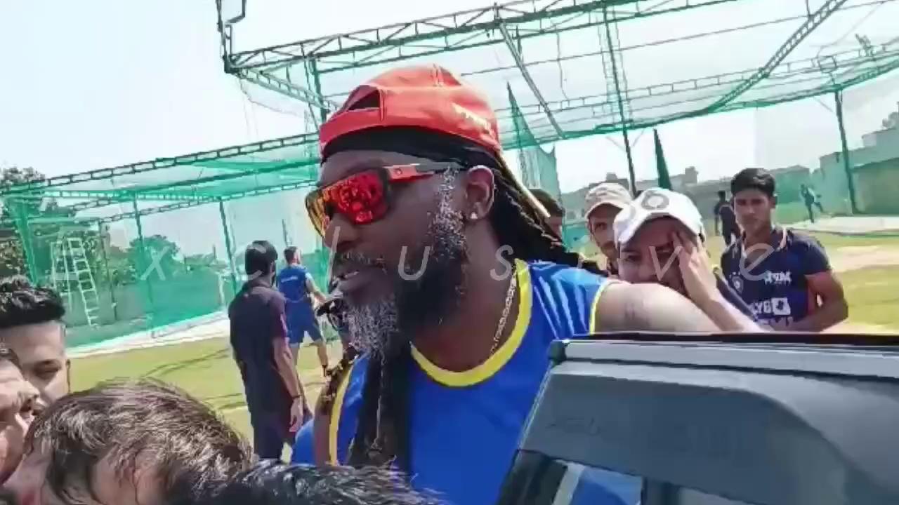 Universe Boss Chris Gayle (West Indies legend) and other players reached Bhatia Cricket Academy Bishnah