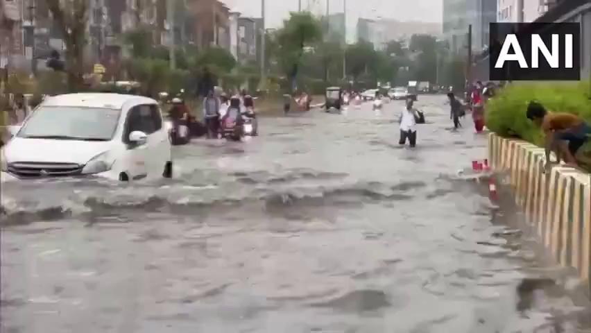 Uttar Pradesh: Parts of Noida witnessed heavy waterlogging following rainfall.