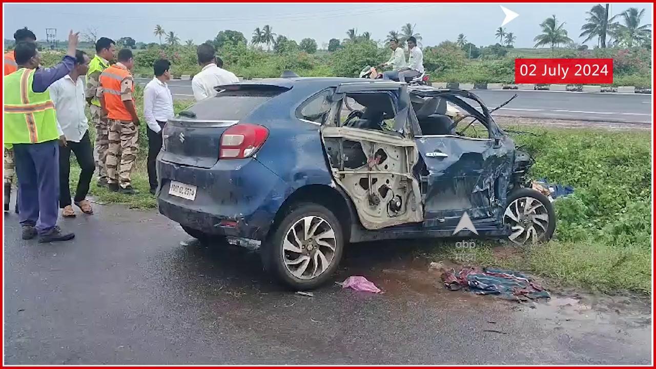 Indapur Accident : टायर फुटल्याने 50 फूट घासत केली कार, इंदापुरात भीषण अपघात...
