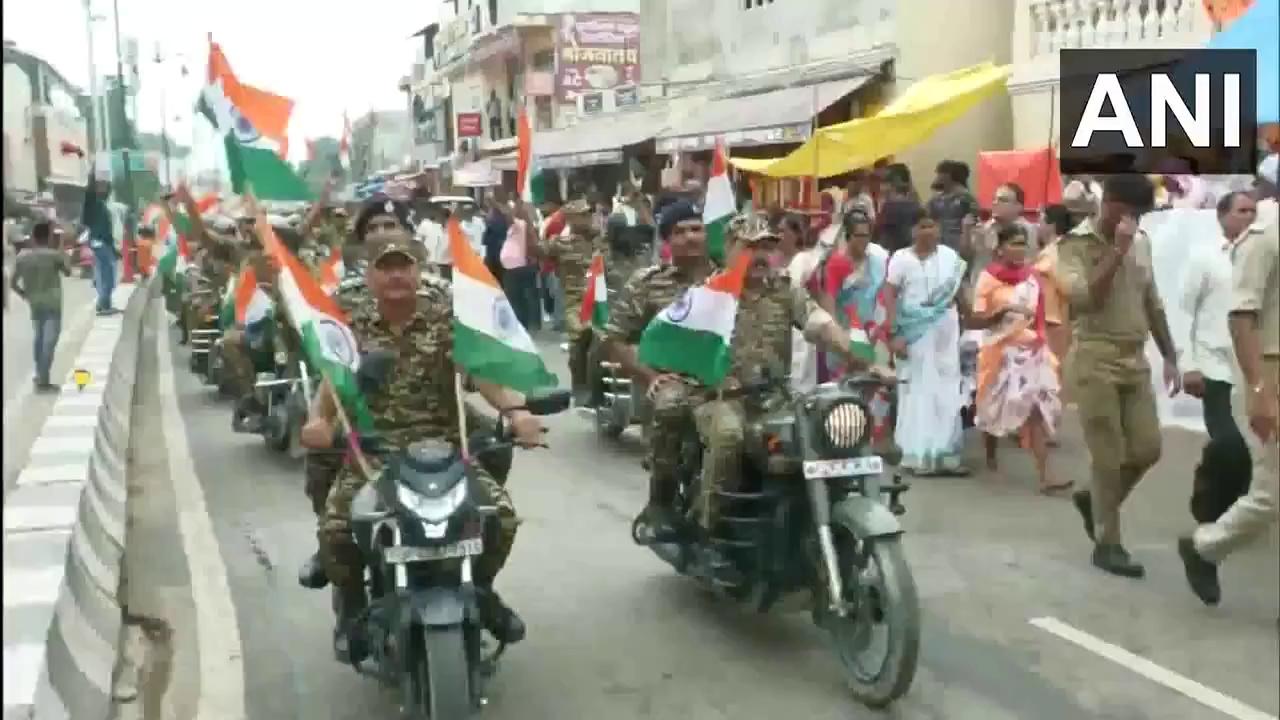 Uttar Pradesh: Jawans of CRPF 63rd Battalion posted in Ayodhya take out 'Tiranga Yatra' bike rally ahead of the Independence Day