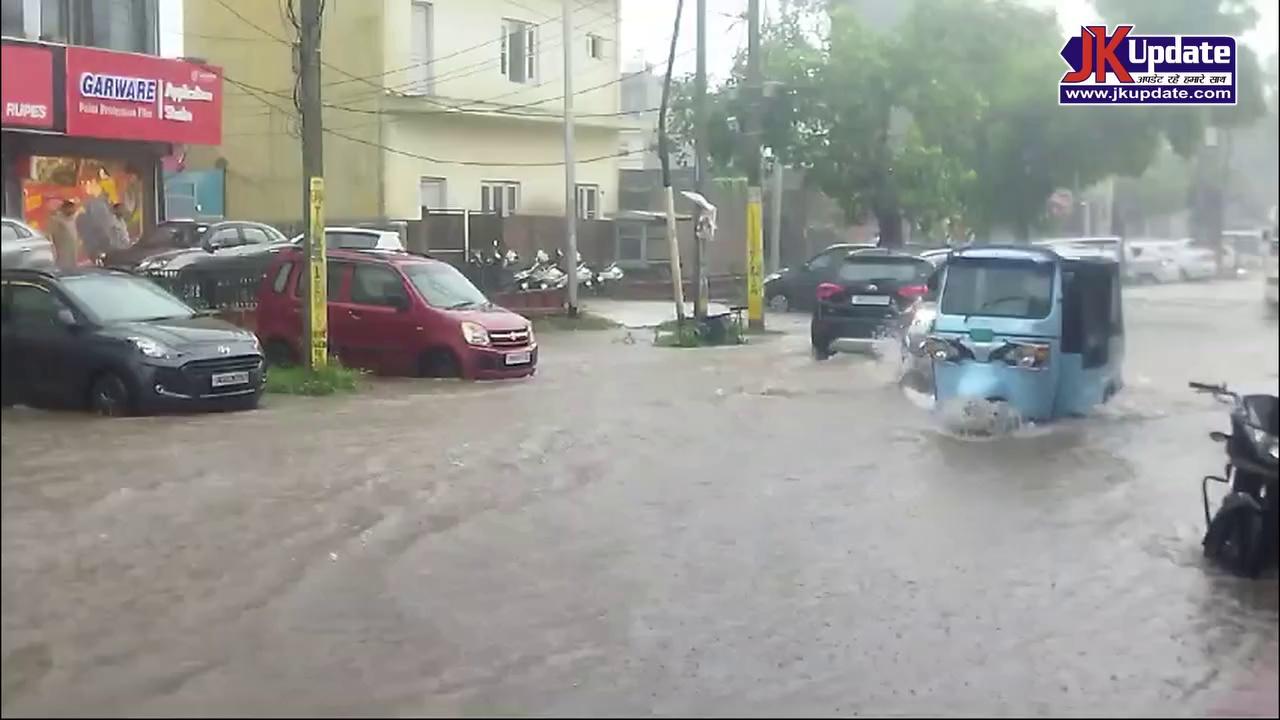 Four hours rain in Jammu caused waterlogging at many places on Wednesday