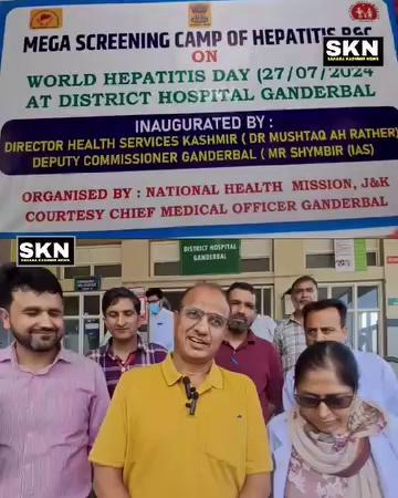 *World Hepatitis Day Celebrated at DH GANDERBAL...
Reported By Dar Mohd Rafi
Ganderbal,,,July 27:- On the occasion of World Hypothesis Day, an awareness and screening event was held at District Hospital Ganderbal district on Saturday.
The event saw participation from a large number of patients, who also received free medicines. The Chief Medical Officer (CMO) and other senior health department officials graced the occasion with their presence.
DC Ganderbal,Shri Shayimbir Singh (IAS)emphasized the goal of making the hepatitis-free Ganderbal district as WHO guidlines...
"This is just the beginning. We are committed to making our area hepatitis-free and will continue to hold such programs in the future,"