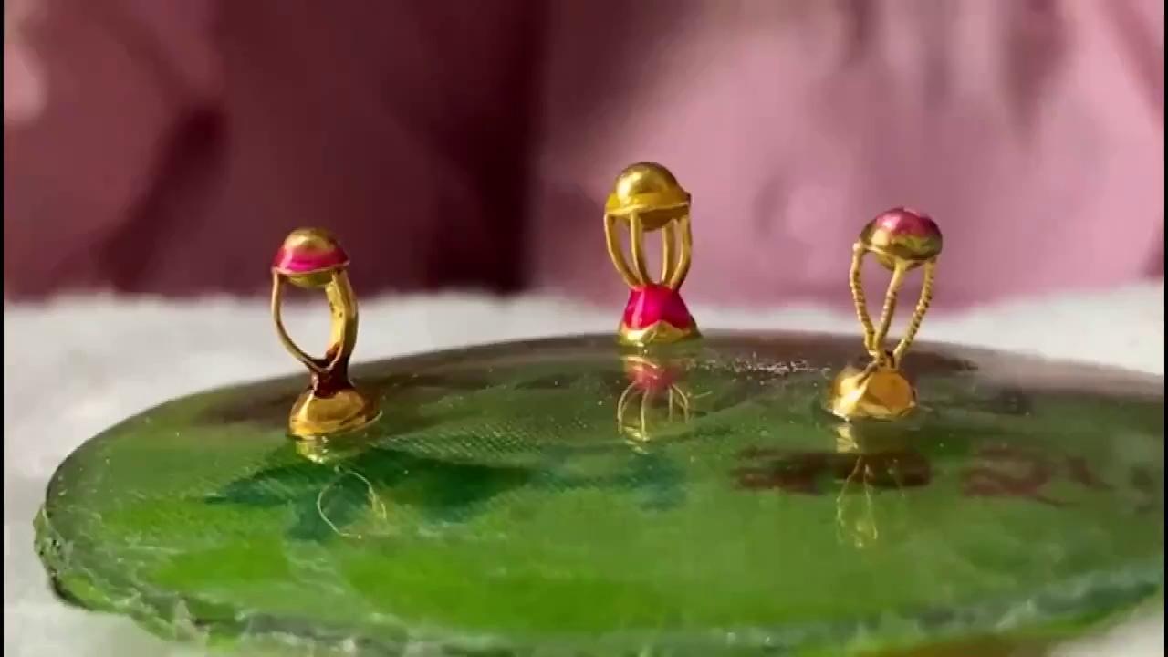 A miniature artist from Udaipur, Rajasthan has created the world's smallest #T20WorldCup trophy in gold. For a quick look at his creation, watch