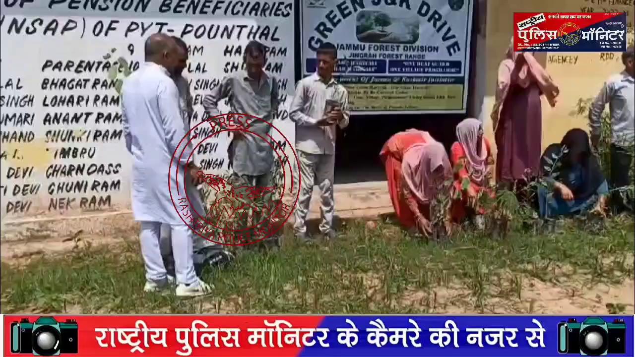Today, on behalf of the forest department, a lot of small plants were distributed among the peoples in the Panchayat ghar Pounthal. About 600 small plants were distributed among the people. In this, former Sarpanch Anil Barsala thanked Range Officer Jindra, Mr. Virender Singh Slathia, Block Officer Mansar, Mr. Raj Kumar Parihar, Mr. Mansar Chand, Forest Guard Sh Jagdish Chander sh joginder Raj sh mohan lal and all the departments. Panchayat Pounthal, Block Dansal, Tehsil Jammu.
