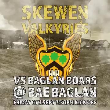 Skewen Valkyries head to Bae Baglan tomorrow evening to play Baglan Boars! Come and show your support for the girls