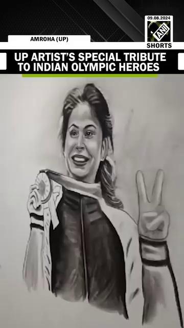 UP: Amroha artist creates charcoal portraits to applaud Indian Olympic heroes